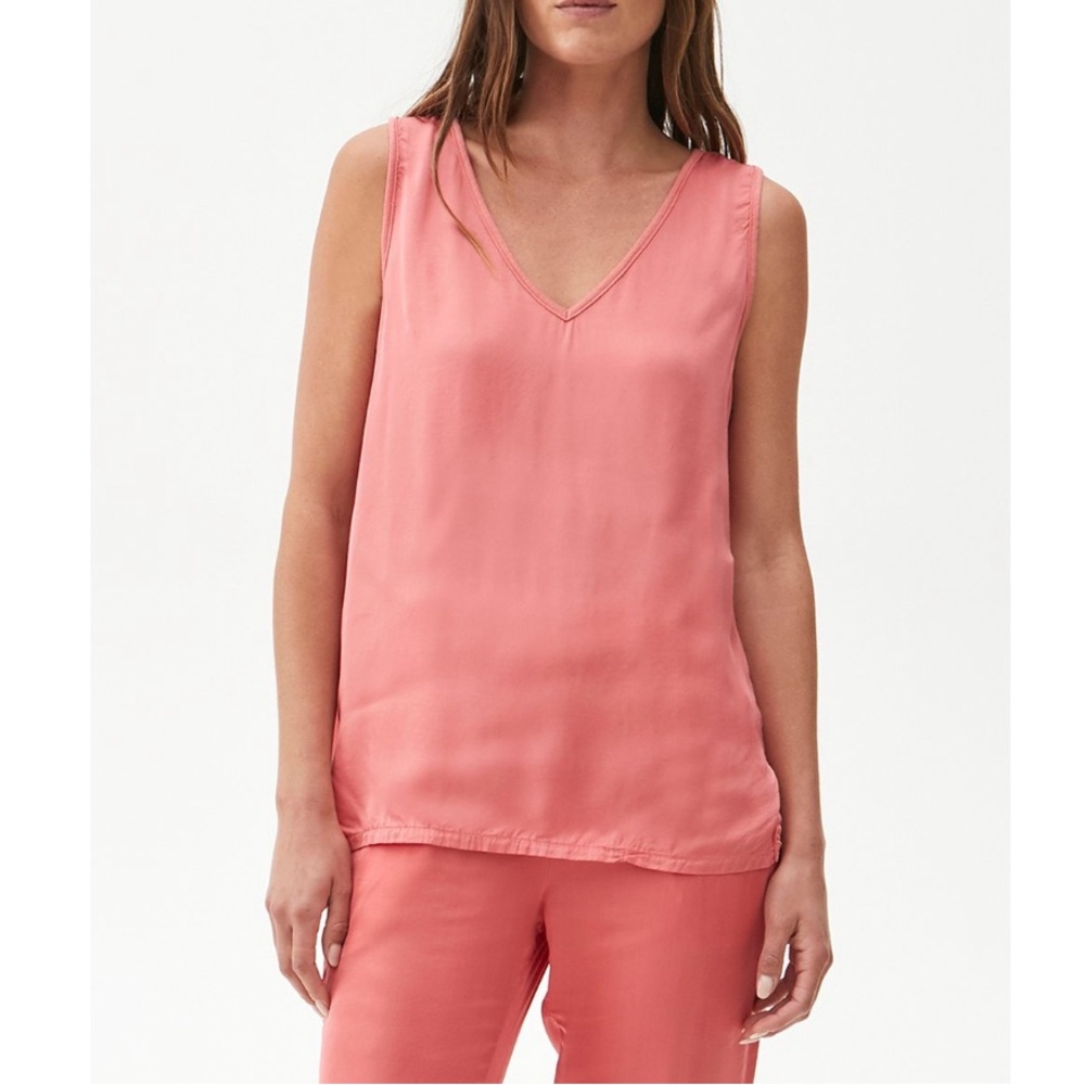 Michael Stars Pink Candace Blouse V-Neck Tank Top Pink Coral Sz Extra Small NEW - Picture 2 of 4
